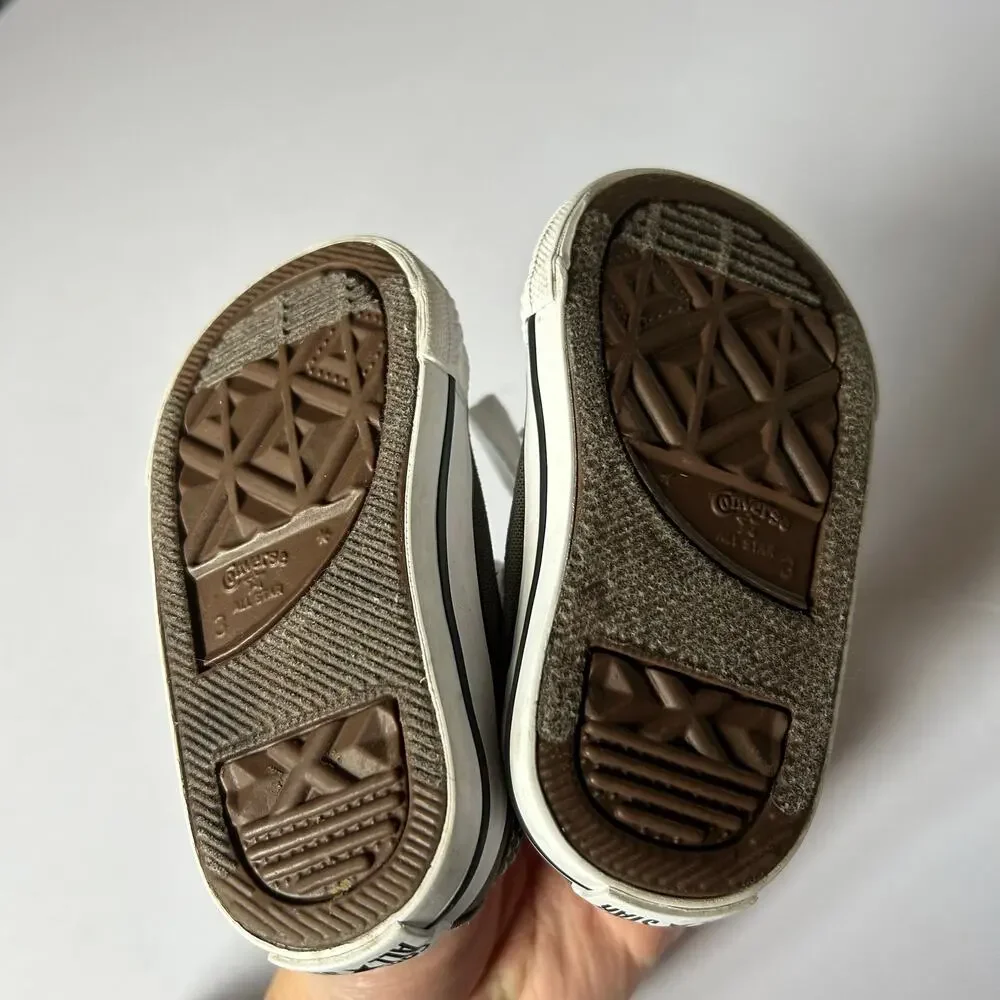 Converse All Star Unisex Infant Size 3 Gray Canvas Low Top Lace Up Sneakers